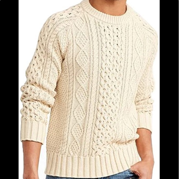 J. Crew Other - J.crew Cream Size M Cable Knit Wool Blend Sweater Mens Long Sleeve NWOT Unisex